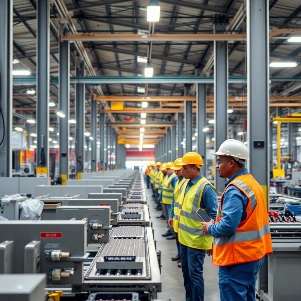 Modern manufacturing facility in Africa, industrial equipment, production line